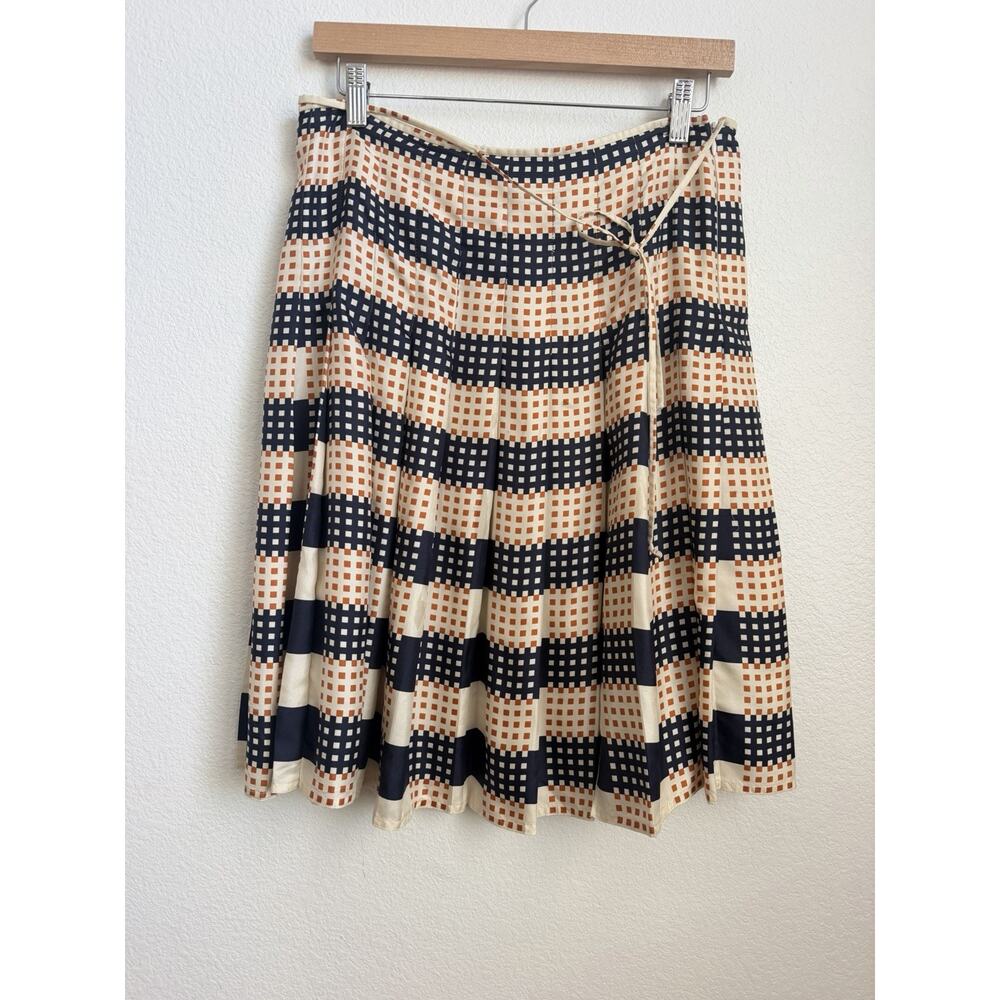 Vintage Valentino Pleated Gray And Beige Silk Skirt Woman Size 44